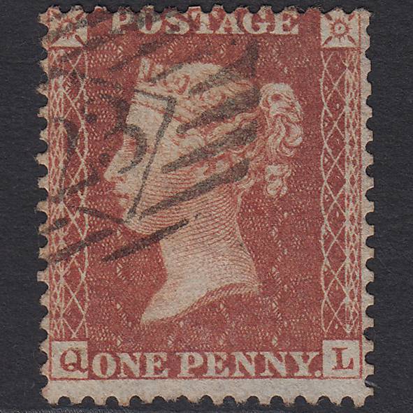 GB QV 1855 1d Red-brown (Plate 6) SG24-C3(1) QL GU London IS 23