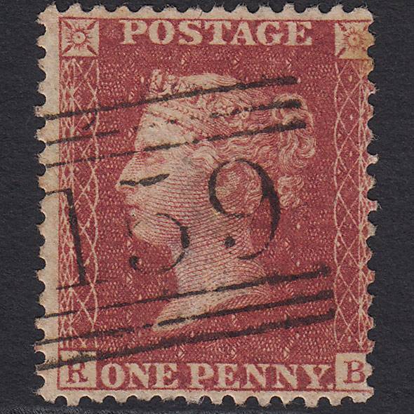 GB QV 1857 1d Deep Rose-red (Plate 46) SG41-C10(4) RB GU Glasgow 159