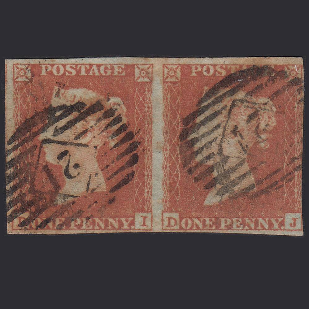 GB QV 1841 1d (Plate 138) SG8-B2(1) DI-DJ GU Pair nr 4 Margins London IS 21