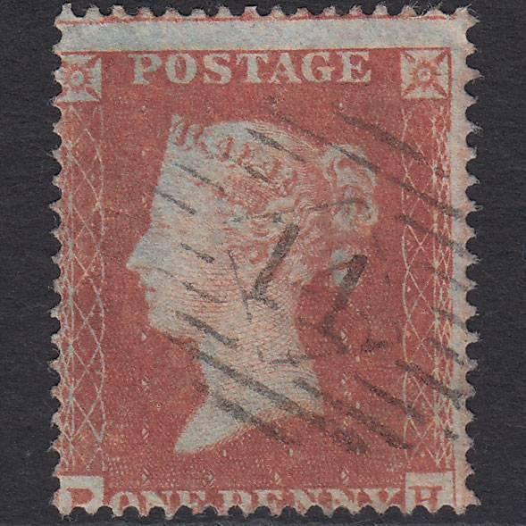 GB QV 1854 1d Red-brown (Plate 186) SG17-C1(1) PH GU London IS 14 Misperf