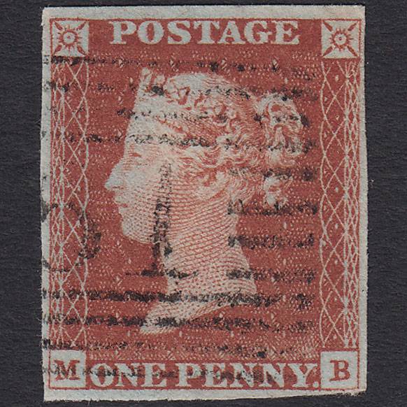 GB QV 1841 1d Red-brown (Plate 52) SG8-B1(1) MB FU 4 Margins Scotland