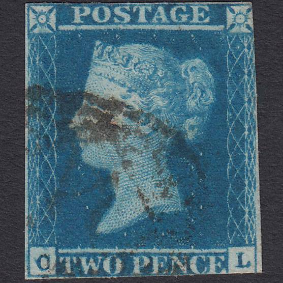 GB QV 1841 2d Blue (Plate 3) SG14-E1(2) CL GU London IS Cancel
