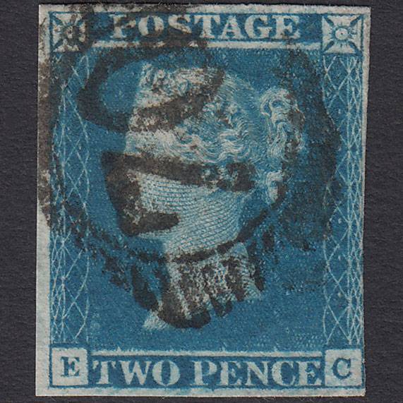 GB QV 1841 2d Blue (Plate 3) SG14-E1(2) GUideline EC FU nr 4M London D&S 70