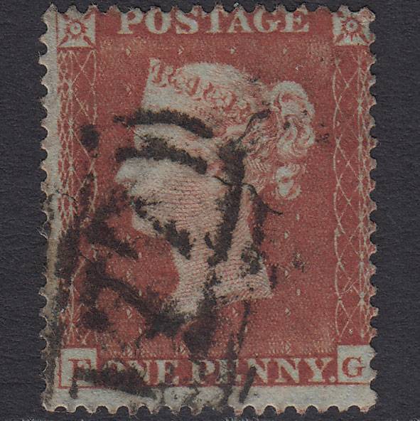 GB QV 1854 1d Red-brown (Plate 202) SG17-C1(1) FG FU Cheltenham 177