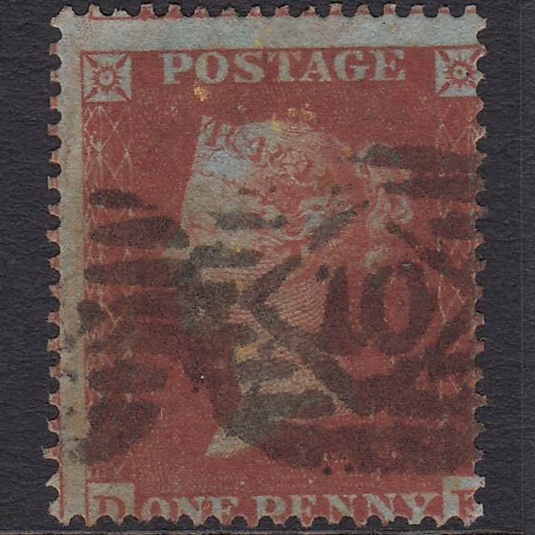 GB QV 1854 1d Red-brown (Plate 178) SG17-C1(1) DF GU London IS 10 Misperf