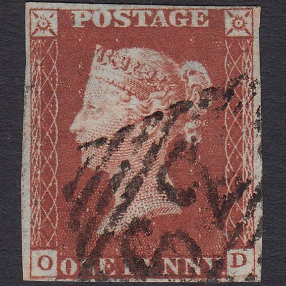 GB QV 1841 1d Red-brown (Plate 57) SG8-B1(1) OD FU 4 Margins Belfast 62