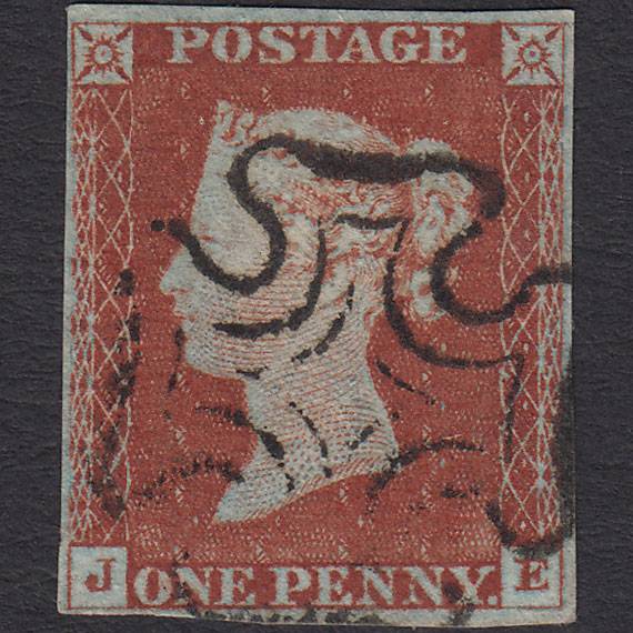 GB QV 1841 1d Red-brown (Plate 34) SG8-B1(1) JE VFU 4 Margins Maltese Cross