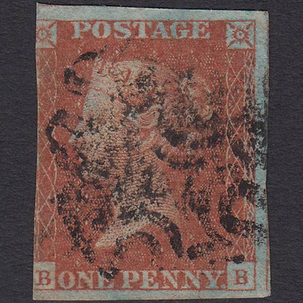 GB QV 1841 1d Red-brown (Plate 37) SG8-B1(1) BB GU 3 Margins Maltese Cross