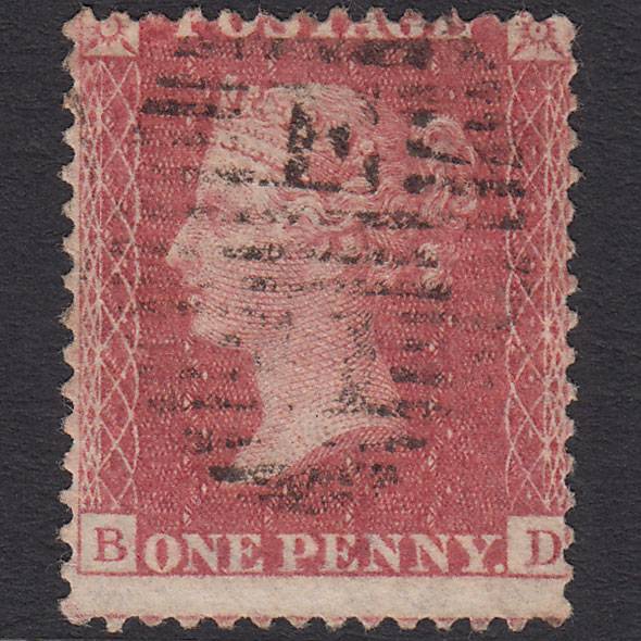 GB QV 1857 1d Rose-red (Plate 62) SG40-C10(1) BD GU Misperf