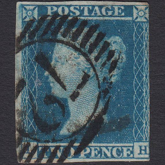GB QV 1841 2d Blue (Plate 3) SG14-E1(2) GUideline LH FU nr 4M London D&S 72