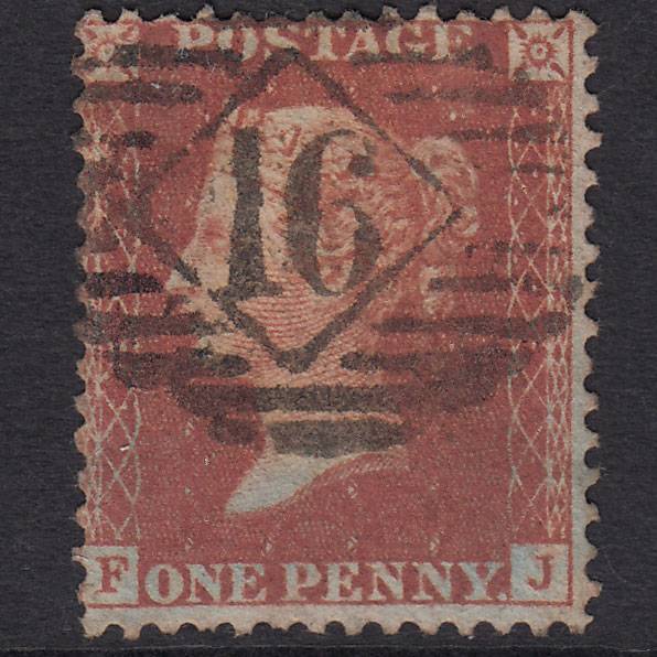 GB QV 1856 1d Red-brown (Plate 43) SG29-C8(1) FJ GU London IS 16