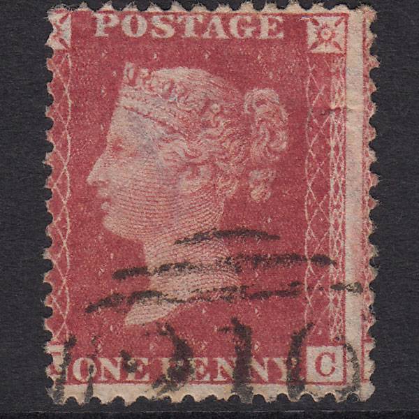 GB QV 1857 1d Rose-red (Plate 57) SG40-C10(1) KC GU Colchester 210 Misperf