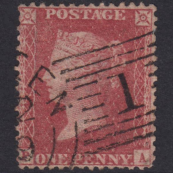 GB QV 1857 1d Plate 60 SG40-C10(1) PA FU Aberdeen 1 Experimental Pmk