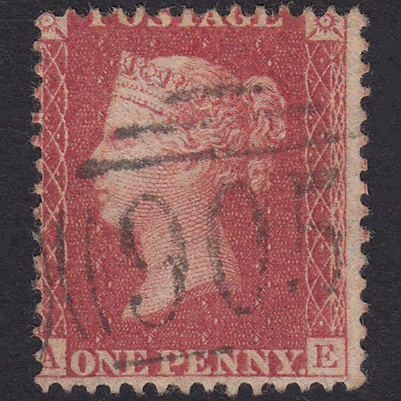 GB QV 1863 1d Rose-Red Plate 50 SG42-C12(1) AE VFU Wolverhampton 905