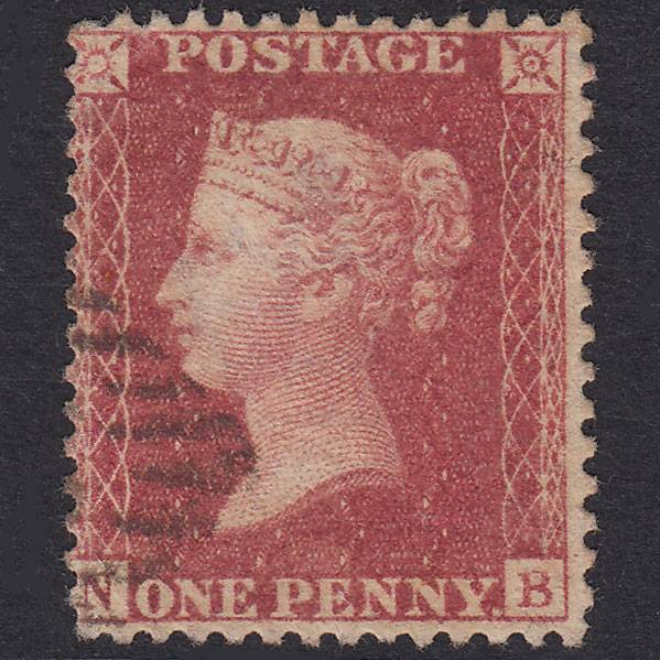GB QV 1857 1d Rose-Red Plate 43 SG40-C10(1) NB VFU Light Irish Cancel