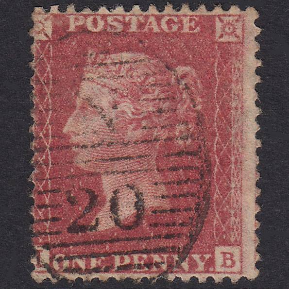 GB QV 1857 1d Rose-Red Plate 68 SG40-C10(1) IB FU London D&S N20