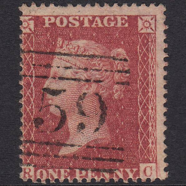 GB QV 1857 1d Rose-Red Plate 44 SG36-C11 RC FU Glasgow 159 Later State
