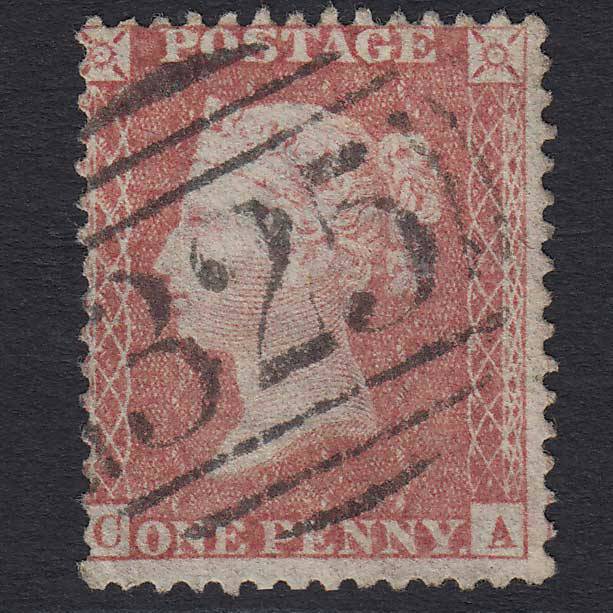 GB QV 1857 1d Rose-red (Plate 27) (SG40) 'CA' FU GUildford (325) C10