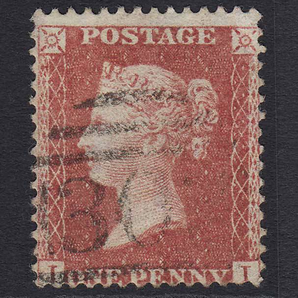 GB QV 1857 1d Rose-red (SG40) 'II' FU Light Cancel C10