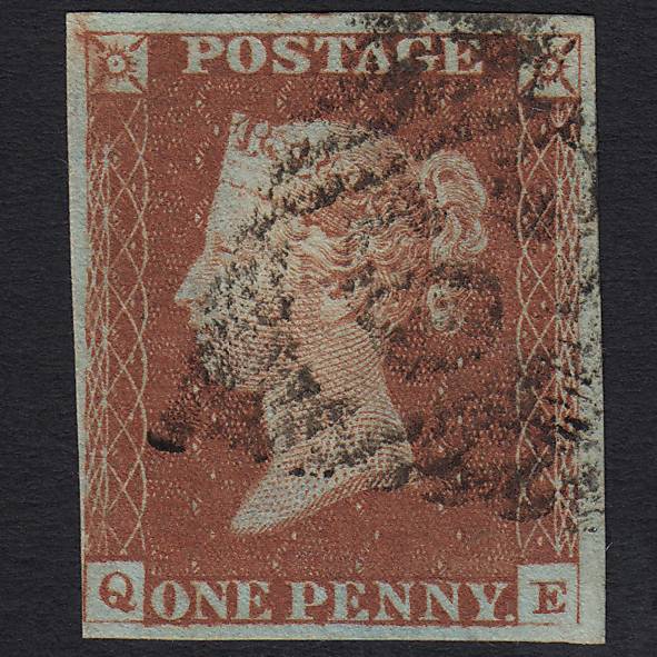GB QV 1841 1d Red-brown (Plate 64) SG8-B1(1) QE FU Belfast 62 4M Imperf