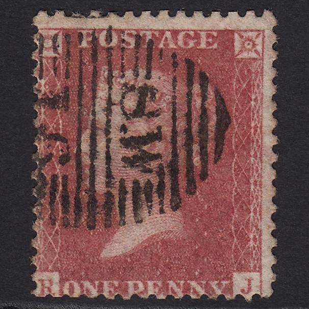 GB QV 1857 1d Rose-red (Plate 58) SG40-C10(1) RJ GU in London D&S SW16