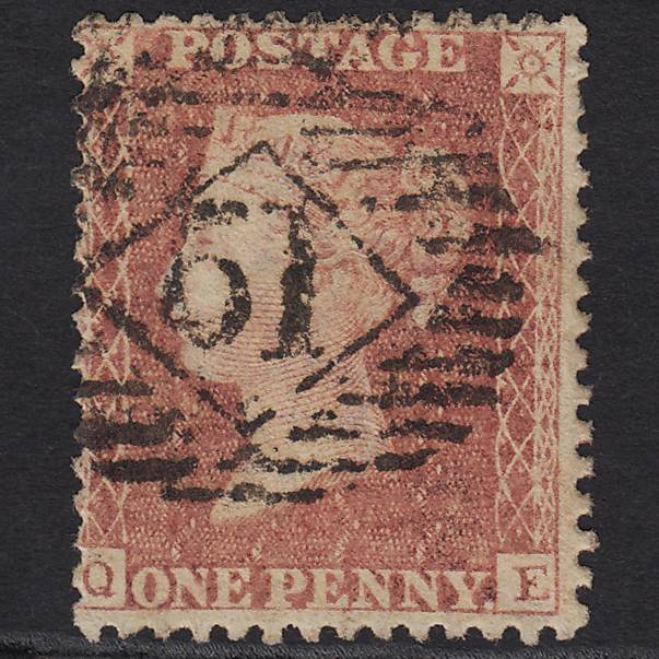 GB QV 1857 1d Pale Rose (Plate 59) SG39-C10(3) QE GU London IS Cancel