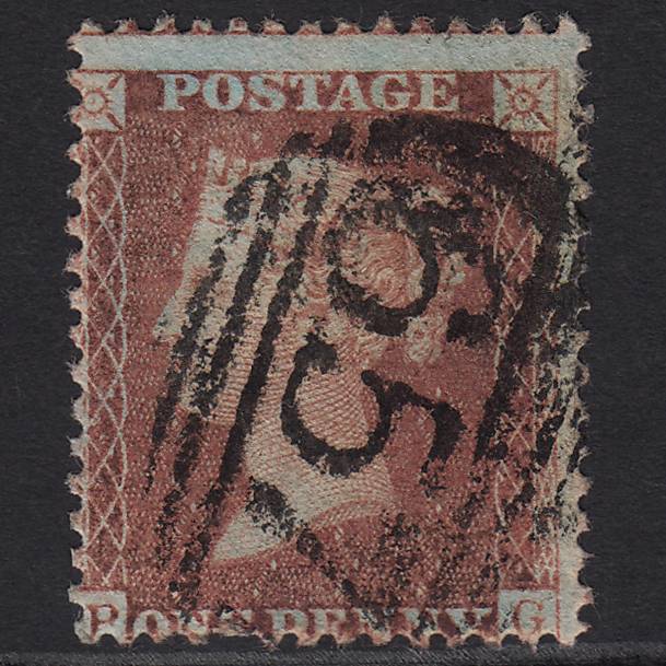 GB QV 1856 1d Red-brown (Plate 34) SG29-C8(1) PG GU Rougham 657 Misperf