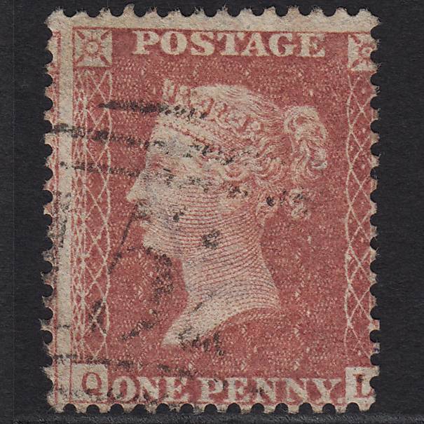 GB QV 1857 1d Rose-red (Plate 56) SG40-C10(1) QL FU Light Cancel Large Misperf