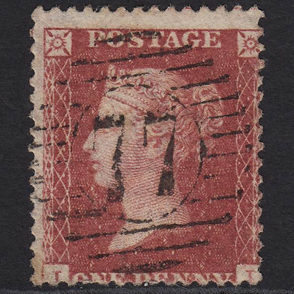 GB QV 1857 1d Rose-red SG40-C10(1) GU London D&S 77 Misperf
