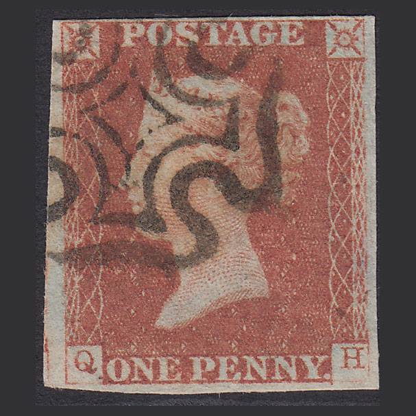 GB QV 1841 1d (Plate 23) SG8-B1(1) QH FU Missing Imprimatur 4M Maltese Cross