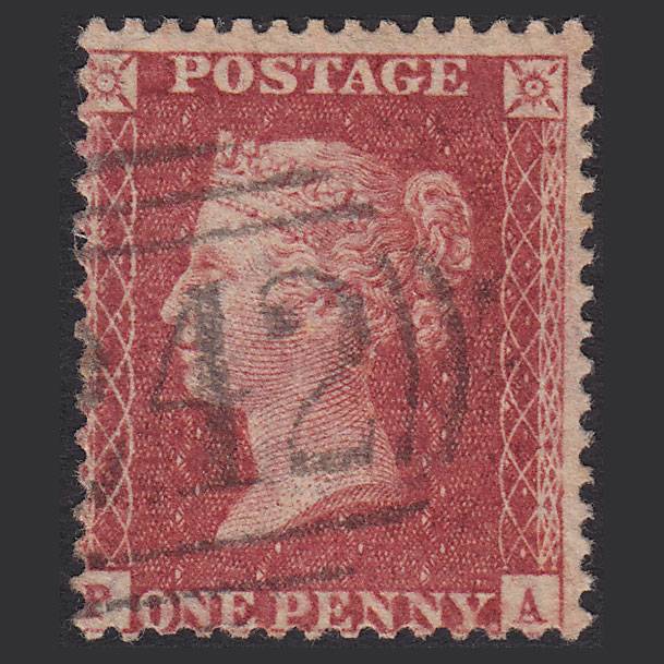 GB QV 1857 1d Rose-red (Plate 59) SG40-C10(1) PA FU Derby 242