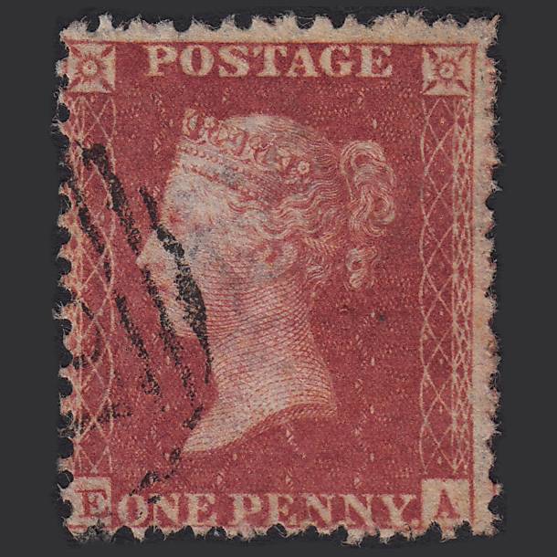 GB QV 1857 1d Rose-red (Plate 58) SG40-C10(1) EA FU Light Cancel