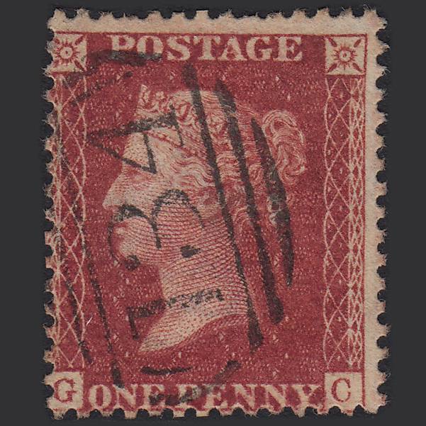GB QV 1857 1d Deep Rose-red (Plate 59) SG41-C10(4) GC GU Bristol 134
