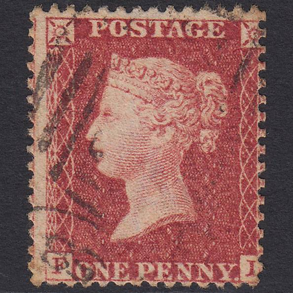 GB QV 1857 1d (Plate 45) SG41-C10(4) FL FU Light Cancel Misperf
