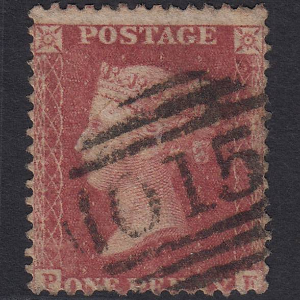 GB QV 1857 1d Rose-red (Plate 47) SG40-C10(1) PE GU Milford Junction 015