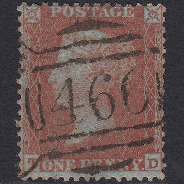 GB QV 1855 1d Red-brown (Plate 2) SG24-C3(1) TD FU Liverpool 466 Spoon