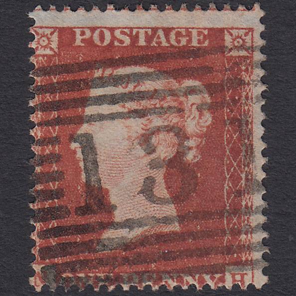 GB QV 1854 1d Red-brown Plate R2 SG17-C1(1) NH FU Edinburgh 131 Misperf