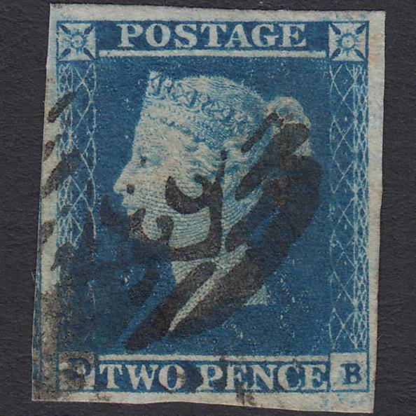 GB QV 1841 2d Deep Full Blue (Plate 4) SG15-E1(3) DB FU 4M London IS Cancel