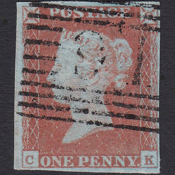 GB QV 1841 1d Very Blued (Plate 69) SG8a-B1(2) CK GU 4M Cupar Angus 91
