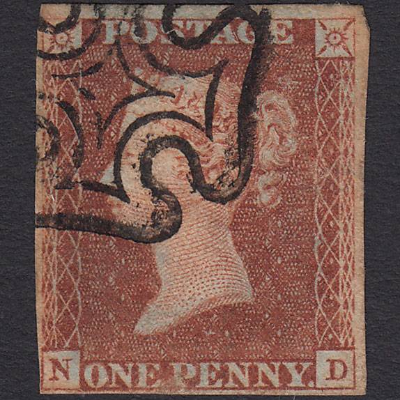 GB QV 1841 1d Red-brown Penny Black (Plate 11) SG7-A2 ND GU 4 Margins MX
