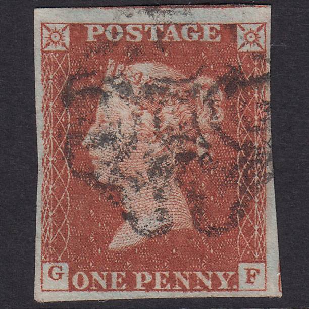 GB QV 1841 1d Red-Brown Plate 34 SG8-B1(1) GF FU 4 Margins Maltese Cross