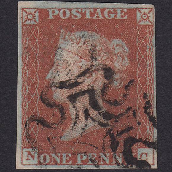 GB QV 1841 1d Red-Brown Plate 33 SG8-B1(1) NC VFU 4 Margins Maltese Cross