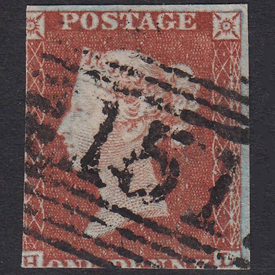 GB QV 1841 1d Red-Brown Plate 43 SG8-B1(1) HL GU Fossoway 151