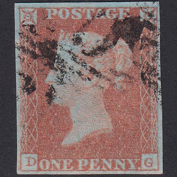 GB QV 1841 1d Very Blued Plate 116 SG8A-B1(2) DG FU 4 Good Margins