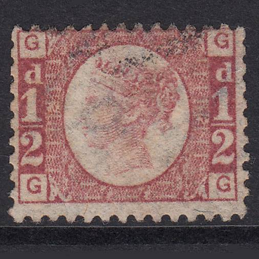 GB QV 1870 1/2d Rose-Red Plate 12 SG48-G4 GG FU Light Cancel