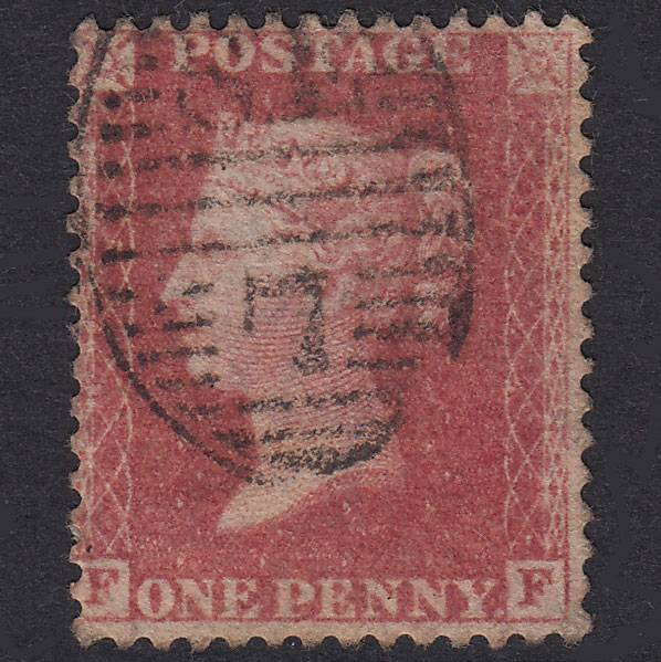 GB QV 1857 1d Rose-Red Plate 60 SG40-C10(1) FF FU London D&S Se7