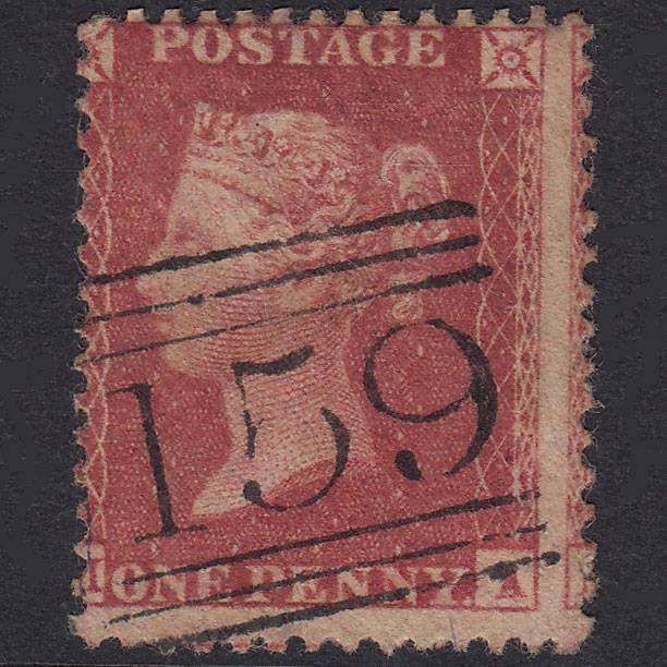 GB QV 1857 1d Rose-Red Plate 59 SG40-C10(1) MA FU Glasgow 159 Misperf