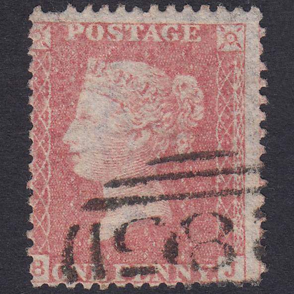 GB QV 1857 1d Pale Rose Transitional Plate 37 SGC9A(1) BJ GU Exeter 285